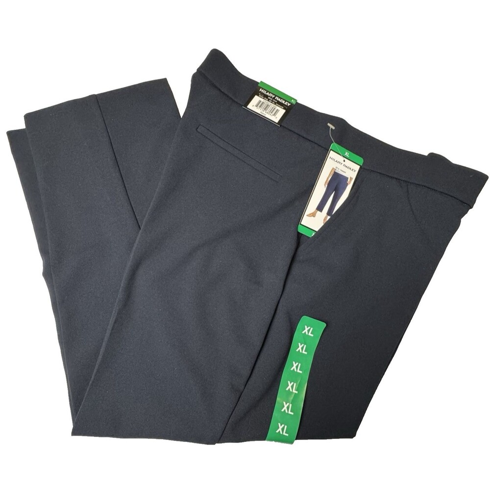 Hilary Radley Womens Size XL Pant Navy Blue Pull-On Mid-Rise Slim Leg Ankle Crop